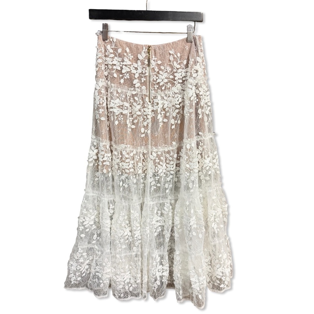 Bronx and Banco Megan skirt White Floral Lace midi bridal Revolve Sz M - Picture 4 of 9